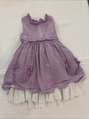 Evie’s Closet Lilac Ruffle Pocket Girls' Dress with Eyelet Trim